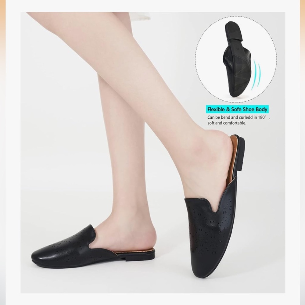 Vegan Leather Perforated Mules - Picture 6 of 7